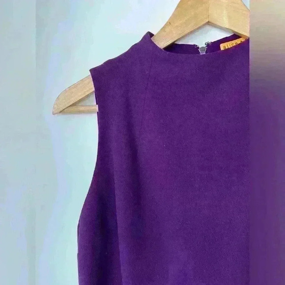 Alice + Olivia Womens Purple Mock Neck Romantic Midi Party Evening Dress 0 - Picture 5 of 11